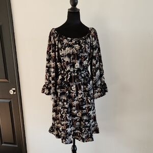 H&M Black Sundress with Scoop Neck and Bishop Sleeves